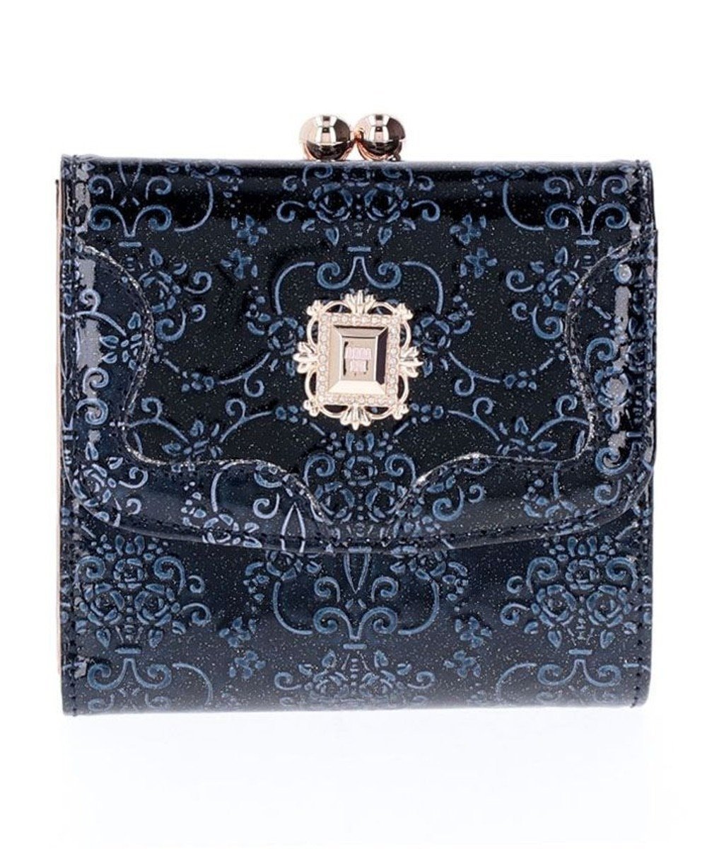 【アナスイ/ANNA SUI】のルーミー 口金二つ折り財布 インテリア・キッズ・メンズ・レディースファッション・服の通販 founy(ファニー) 　ファッション　Fashion　レディースファッション　Ladies' Fashion Online　財布　Wallets　エナメル　Enamel　ストーン　Stone　ブローチ　Brooch　定番　Standard　財布　Wallet　ネイビー|ID: prp329100004581855 ipo3291000000032663221