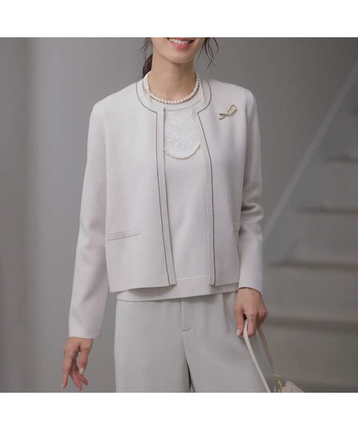 【ジェイ プレス/J.PRESS】の【洗える】DECOR ニット ジャケット インテリア・キッズ・メンズ・レディースファッション・服の通販 founy(ファニー) https://founy.com/ ファッション Fashion レディースファッション Fashion for Women アウター Coat / Outerwear Collection レディースジャケット・軽アウター Jackets ノーカラージャケット / シンプル上品コーデ Collarless Jackets おすすめ Recommended / Our Picks アンサンブル Ensemble Set クラシカル Classical, Vintage-Inspired ジャケット Jacket, Outerwear ストレッチ Stretch, Stretchy Fabric ビジュー Bijou, Jewel-like Accent レース Lace, Lace Fabric エレガント 上品 Elegant 洗える Machine Washable A/W・秋冬 Autumn/Winter |ID: prp329100004581864 ipo3291000000035633897