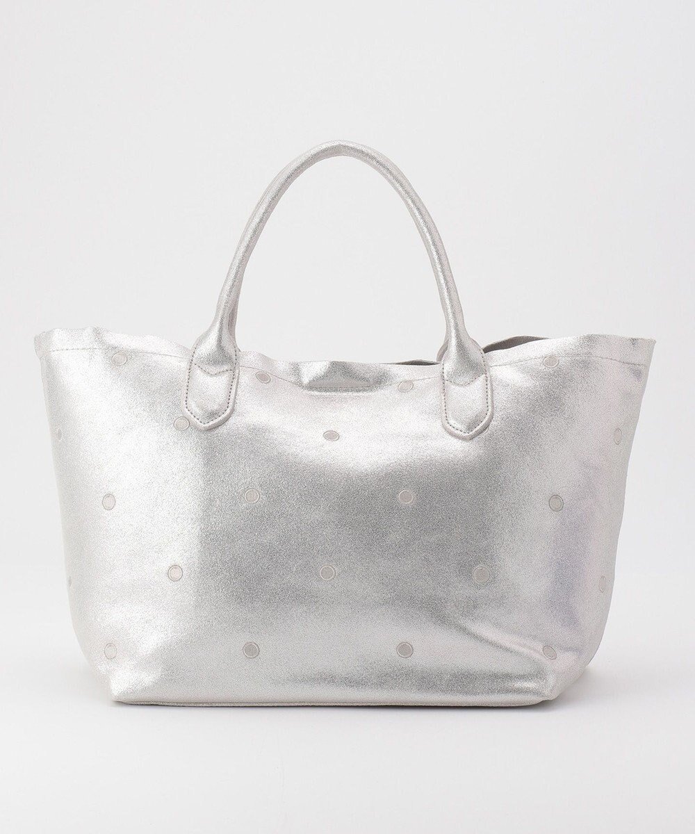 【アンビリオン/UNBILLION】のペルケ perche / 牛革ドット刺繍トートバッグ インテリア・キッズ・メンズ・レディースファッション・服の通販 founy(ファニー) 　ファッション　Fashion　レディースファッション　Fashion for Women　バッグ　Bags　シンプル　Simple, Minimal　ドット　Polka Dot, Dot Pattern　ビジネス 仕事 通勤　Business / Work / Commuting　シルバー|ID: prp329100004581868 ipo3291000000034266029
