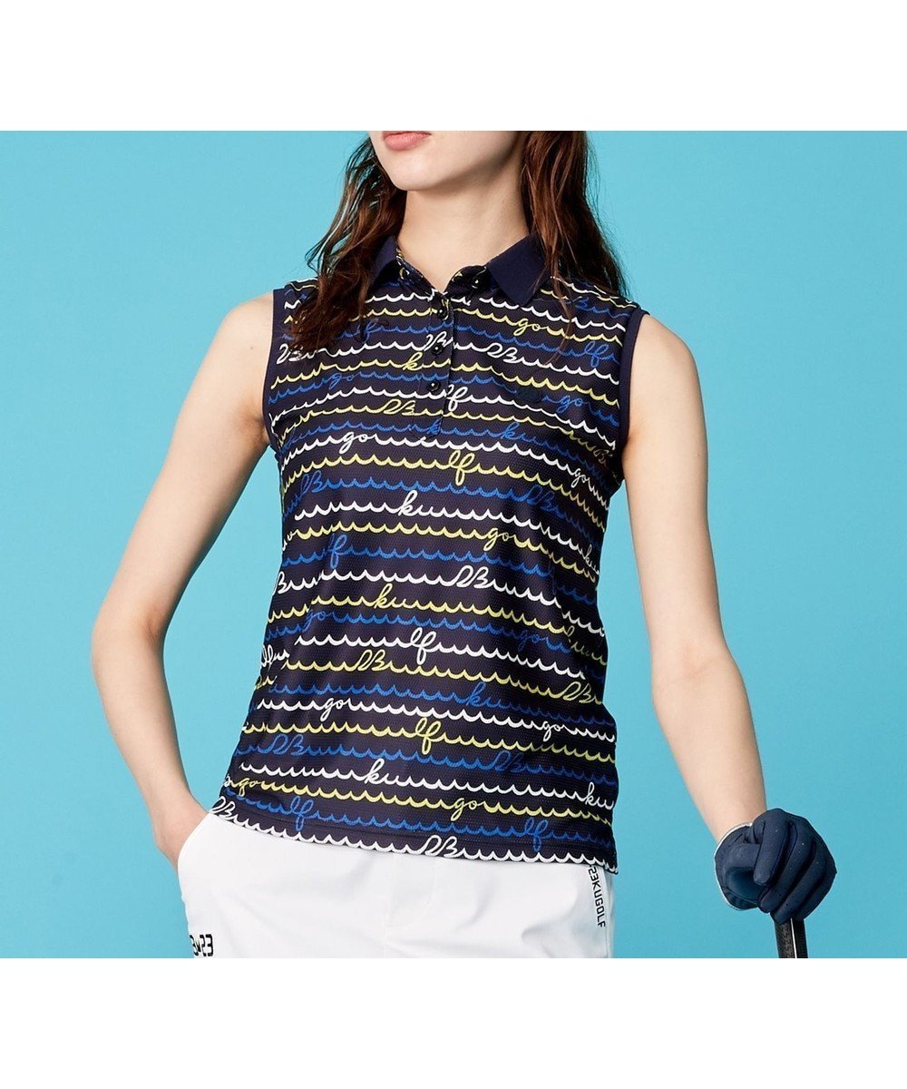 【23区 ゴルフ/NIJYUSANKU GOLF】の【WOMEN】ウェーブロゴプリントノースリーブシャツ インテリア・キッズ・メンズ・レディースファッション・服の通販 founy(ファニー) 　ファッション　Fashion　レディースファッション　Ladies' Fashion Online　トップス・カットソー　Tops/Tshirt　キャミソール / ノースリーブ　No Sleeves　シャツ/ブラウス　Shirts/Blouses　ポロシャツ　Polo Shirts　ゴルフ　Golf　ジャージ　Jersey　ストレッチ　Stretch　ネオン　Neon　ノースリーブ　No Sleeve　ボトム　Bottom　ポロシャツ　Polo Shirt　メッシュ　Mesh　モチーフ　Motif　夏　Summer　春　Spring　S/S・春夏　Ss・Spring/Summer　軽量　Lightweight　ネイビー系5|ID: prp329100004581870 ipo3291000000032548899