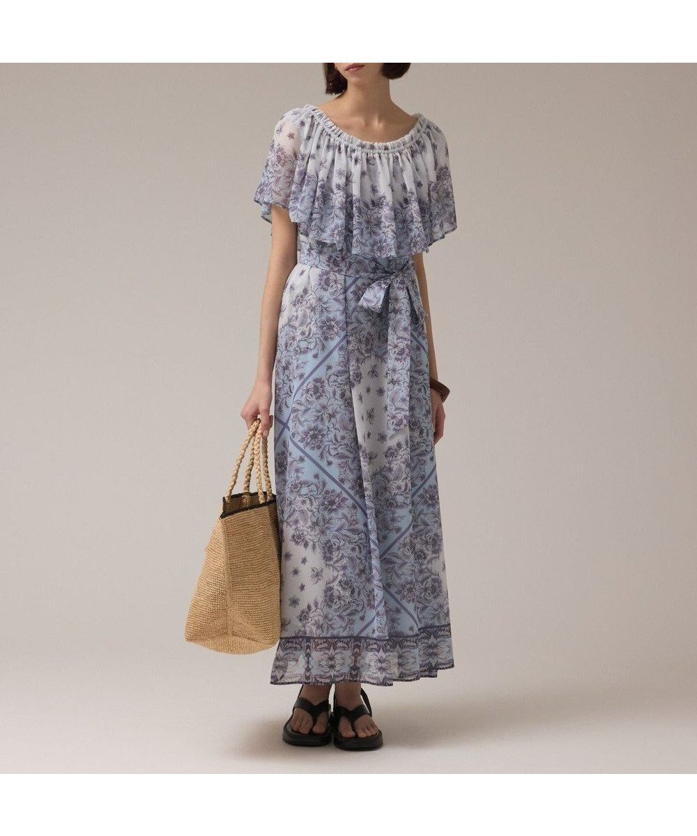 【グレース コンチネンタル/GRACE CONTINENTAL】のマルチWAYシフォンワンピース インテリア・キッズ・メンズ・レディースファッション・服の通販 founy(ファニー) 　ファッション　Fashion　レディースファッション　Ladies' Fashion Online　ワンピース　Dress　春　Spring　サンダル　Sandals　シフォン　Chiffon　ストリング　String　ドレス　Dress　ノースリーブ　No Sleeve　バランス　Balance　パターン　Pattern　パッチワーク　Patchwork　フラワー　Flower　フリル　Frills　プリント　Print　リゾート　Resort　リボン　Ribbon　S/S・春夏　Ss・Spring/Summer　再入荷　Restock/Back In Stock/Re Arrival　おすすめ　Recommend　夏　Summer　ブルー|ID: prp329100004582130 ipo3291000000032469009