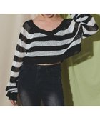 【ウィゴー/WEGO】のダメージボーダーショートニット ブラック|ID: prp329100004582148 ipo3291000000032469159
