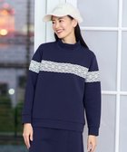 【23区 ゴルフ/NIJYUSANKU GOLF】の【WOMEN/EC限定】レース柄 モックネック トレーナー ネイビー系|ID: prp329100004582949 ipo3291000000033542050
