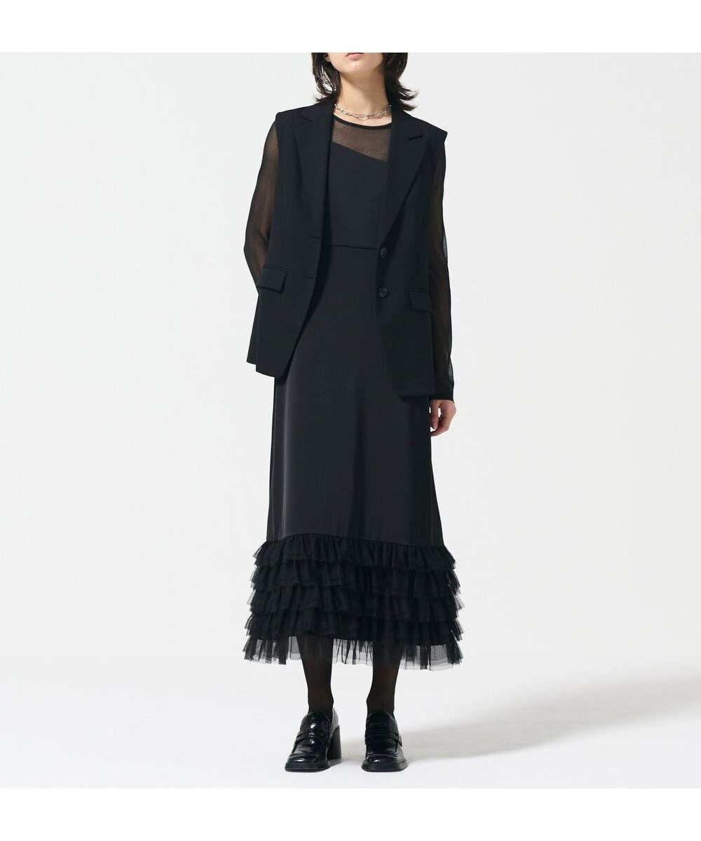 【グレース コンチネンタル/GRACE CONTINENTAL】のバックチュールジレ インテリア・キッズ・メンズ・レディースファッション・服の通販 founy(ファニー) 　ファッション　Fashion　レディースファッション　Fashion for Women　アウター　Coat / Outerwear Collection　トップス・カットソー　Cut & Sew Tops　ベスト&ジレ / 重ね着スタイル　Vests & Gilets　おすすめ　Recommended / Our Picks　サロペット　Overalls, Salopette　ストレッチ　Stretch, Stretchy Fabric　セットアップ　Set-Up, Coordinated Outfit　チュール　Tulip, Tulip Motif　ベスト　Vest, Waistcoat　夏　Summer　S/S・春夏　SS, Spring/Summer, Warm Season　A/W・秋冬　Autumn/Winter　ブラック|ID: prp329100004582952 ipo3291000000033684451