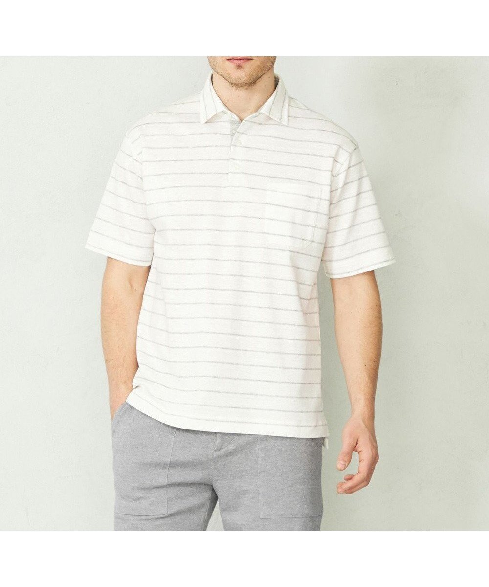 【ジョセフ アブード マウンテン/JOSEPH ABBOUD MOUNTAIN】の【SPACE/UNISEX】クイックドライ リネンハニカムボーダーポロシャツ インテリア・キッズ・メンズ・レディースファッション・服の通販 founy(ファニー) 　ファッション　Fashion　レディースファッション　Ladies' Fashion Online　トップス・カットソー　Tops/Tshirt　シャツ/ブラウス　Shirts/Blouses　ポロシャツ　Polo Shirts　春　Spring　吸水　Water Absorption　フランス　France　ボーダー　Border　ポロシャツ　Polo Shirt　メランジ　Melange　ユニセックス　Unisex　リネン　Linen　リラックス　Relax　S/S・春夏　Ss・Spring/Summer　再入荷　Restock/Back In Stock/Re Arrival　夏　Summer　ホワイト系2|ID: prp329100004582996 ipo3291000000032678060