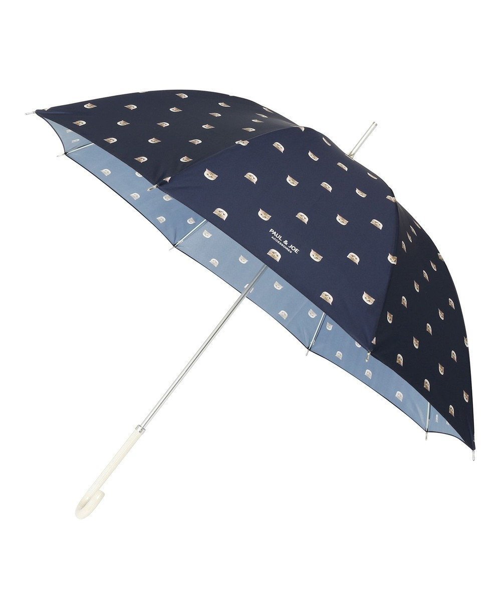 【ムーンバット/MOONBAT】のPAUL JOE ACCESSOIRES(ポール&ジョー アクセソワ) 長傘 ヌネット インテリア・キッズ・メンズ・レディースファッション・服の通販 founy(ファニー) 　ファッション　Fashion　レディースファッション　Ladies' Fashion Online　傘 / レイングッズ　Umbrellas/Rainwear　傘　Umbrella　猫　Cat　ネイビーブルー|ID: prp329100004583056 ipo3291000000032668936