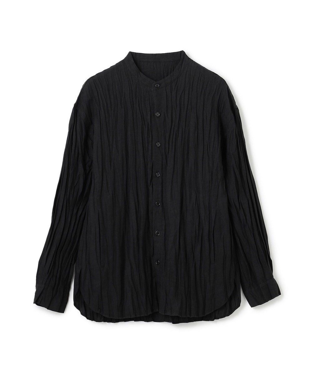 【ジョゼフ オム/JOSEPH HOMME / MEN】の【HIGH GRADE LINE】マックスプリーツワッシャー バンドカラーシャツ インテリア・キッズ・メンズ・レディースファッション・服の通販 founy(ファニー) 　ファッション　Fashion　メンズファッション　Fashion for Men　トップス・カットソー　Cut & Sew Tops　メンズシャツ　Shirts　春　Spring　シルク　Silk, 100% Silk　フォルム　Silhouette, Form　プリーツ　Pleats, Pleated　羽織　Haori, Light Jacket　ラウンド　Round, Round Neck　リラックス　Relax, Relaxed Fit　S/S・春夏　SS, Spring/Summer, Warm Season　夏　Summer　エレガント 上品　Elegant　ブラック系|ID: prp329100004583602 ipo3291000000032990489