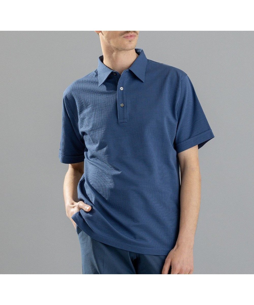 【ジョゼフ オム/JOSEPH HOMME / MEN】のコンパクトサッカージャージー ポロシャツ インテリア・キッズ・メンズ・レディースファッション・服の通販 founy(ファニー) 　ファッション　Fashion　メンズファッション　Men's Style Online　トップス・カットソー　Tops/Tshirt/Men　シャツ　Shirts　ポロシャツ　Polo Shirts　春　Spring　軽量　Lightweight　サッカー　Soccer　シンプル　Simple　ジャケット　Jacket　ジャージー　Jersey　ストレッチ　Stretch　スリット　Slit　ポケット　Pocket　ポロシャツ　Polo Shirt　半袖　Short Sleeve　無地　Plain Color　S/S・春夏　Ss・Spring/Summer　夏　Summer　ダルブルー系|ID: prp329100004583606 ipo3291000000032649678
