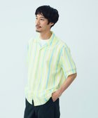 【アンフィーロ/UNFILO / MEN】の【接触冷感】シアーメッシュプリント オープンカラーシャツ【ギフトにもおすすめ】 イエローストライプ|ID: prp329100004583614 ipo3291000000032562898