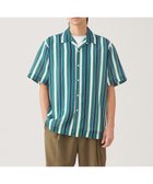 【アンフィーロ/UNFILO / MEN】の【接触冷感】シアーメッシュプリント オープンカラーシャツ【ギフトにもおすすめ】 グリーンストライプ|ID: prp329100004583614 ipo3291000000033300416
