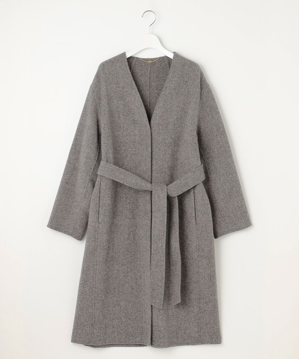 【自由区/JIYU-KU】のウールリバーロング コート インテリア・キッズ・メンズ・レディースファッション・服の通販 founy(ファニー) 　ファッション　Fashion　レディースファッション　Ladies' Fashion Online　アウター　Coat Outerwear　コート　Coats　ジャケット　Jackets　インナー　Inner　エレガント 上品　Elegant　ガウン　Gown　ショート　Short　シンプル　Simple　ジャケット　Jacket　ドロップ　Drop　バランス　Balance　フォルム　Form　ロング　Long　A/W・秋冬　Aw・Autumn/Winter・Fw・Fall-Winter　グレーヘリンボン|ID: prp329100004583625 ipo3291000000032487845