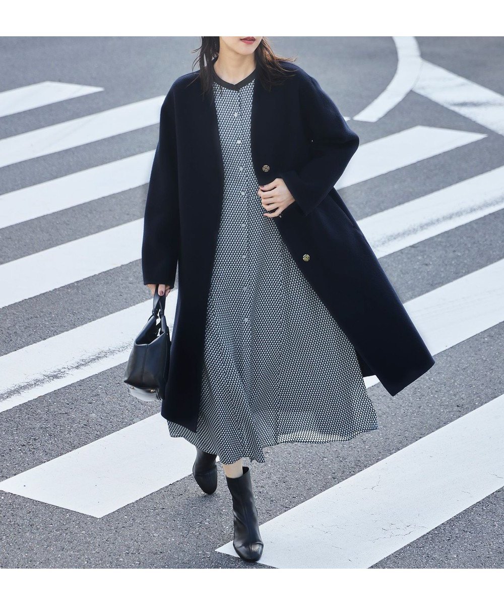 【自由区/JIYU-KU】のウールリバーロング コート インテリア・キッズ・メンズ・レディースファッション・服の通販 founy(ファニー) 　ファッション　Fashion　レディースファッション　Fashion for Women　アウター　Coat / Outerwear Collection　コート・ロングコート・ピーコート　Long Coats, Peacoats & More　レディースジャケット・軽アウター　Jackets　インナー　Innerwear　エレガント 上品　Elegant　ガウン　Gown, Robe　ショート　Short, Short Length　シンプル　Simple, Minimal　ジャケット　Jacket, Outerwear　ドロップ　Drop Shoulder, Dropped Style　バランス　Balance, Style Balance　フォルム　Silhouette, Form　ロング　Long, Long-Length　A/W・秋冬　Autumn/Winter　ネイビー|ID: prp329100004583625 ipo3291000000033531962