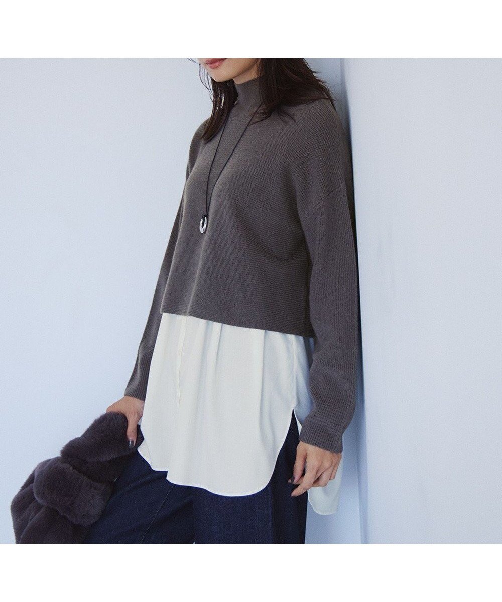 【23区/NIJYUSANKU】の【洗える】レイヤードコンビ ニット インテリア・キッズ・メンズ・レディースファッション・服の通販 founy(ファニー) 　ファッション　Fashion　レディースファッション　Ladies' Fashion Online　トップス・カットソー　Tops/Tshirt　ニット　Knit Tops　2024年　2024　2024-2025秋冬・A/W　Aw/Autumn/Winter/Fw/Fall/2024-2025　冬　Winter　なめらか　Smooth　インナー　Inner　ストレッチ　Stretch　セーター　Sweater　トレンド　Trend　洗える　Washable　畦　Ridge　A/W・秋冬　Aw・Autumn/Winter・Fw・Fall-Winter　グレー系|ID: prp329100004583869 ipo3291000000032557079
