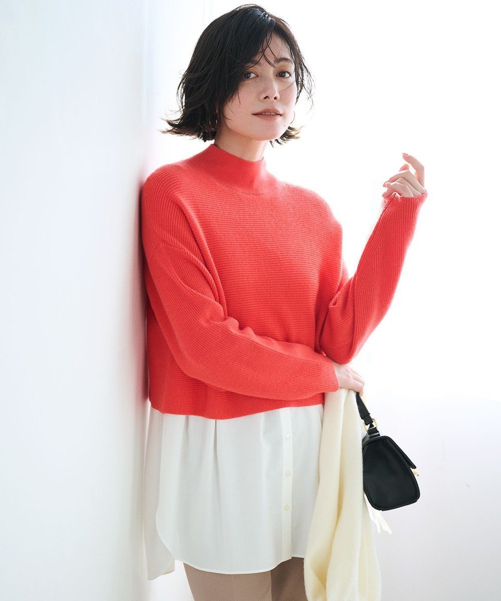【23区/NIJYUSANKU】の【洗える】レイヤードコンビ ニット インテリア・キッズ・メンズ・レディースファッション・服の通販 founy(ファニー) 　ファッション　Fashion　レディースファッション　Ladies' Fashion Online　トップス・カットソー　Tops/Tshirt　ニット　Knit Tops　2024年　2024　2024-2025秋冬・A/W　Aw/Autumn/Winter/Fw/Fall/2024-2025　冬　Winter　なめらか　Smooth　インナー　Inner　ストレッチ　Stretch　セーター　Sweater　トレンド　Trend　洗える　Washable　畦　Ridge　A/W・秋冬　Aw・Autumn/Winter・Fw・Fall-Winter　オレンジ系|ID: prp329100004583869 ipo3291000000032557081