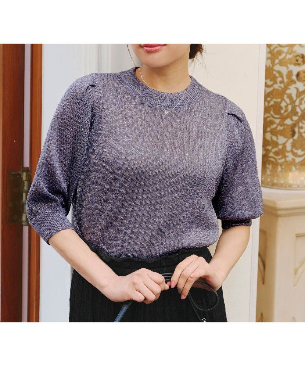 【ティアクラッセ/Tiaclasse】の【洗える】ラメニットトップス インテリア・キッズ・メンズ・レディースファッション・服の通販 founy(ファニー) 　ファッション　Fashion　レディースファッション　Fashion for Women　トップス・カットソー　Cut & Sew Tops　ニット　Knit Tops & Sweaters　アクセサリー　Fashion Accessories　ウォッシャブル　Machine Washable　春　Spring　洗える　Machine Washable　秋　Autumn　カーディガン　Cardigan, Knitwear　シンプル　Simple, Minimal　セーター　Sweater, Knitwear　チュニック　Tunic, Long Top　ポケット　Pocket, Pocket Detail　半袖　Short Sleeve, Half Sleeve　S/S・春夏　SS, Spring/Summer, Warm Season　再入荷　Restock / Back in Stock　夏　Summer　エレガント 上品　Elegant　新作・新入荷　New Arrivals / New In　ラベンダー|ID: prp329100004584037 ipo3291000000032559754