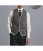 【五大陸/gotairiku / MEN】の体温調整に【洗える/チクチクしにくい/ピリングしにくい】イタリア糸 ハイゲージ ベスト_WOOL100% グレー×ヘリンボーン柄|ID: prp329100004584445 ipo3291000000034198639