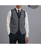 【五大陸/gotairiku / MEN】の体温調整に【洗える/チクチクしにくい/ピリングしにくい】イタリア糸 ハイゲージ ベスト_WOOL100% ネイビー×ヘリンボーン柄|ID: prp329100004584445 ipo3291000000035766047