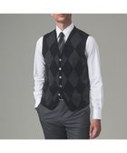 【五大陸/gotairiku / MEN】の体温調整に【洗える/チクチクしにくい/ピリングしにくい】イタリア糸 ハイゲージ ベスト_WOOL100% ブラック×グレーアーガイル|ID: prp329100004584445 ipo3291000000035766060