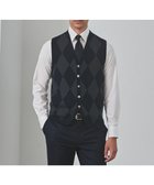 【五大陸/gotairiku / MEN】の体温調整に【洗える/チクチクしにくい/ピリングしにくい】イタリア糸 ハイゲージ ベスト_WOOL100% ネイビー×グレーアーガイル|ID: prp329100004584445 ipo3291000000035766063