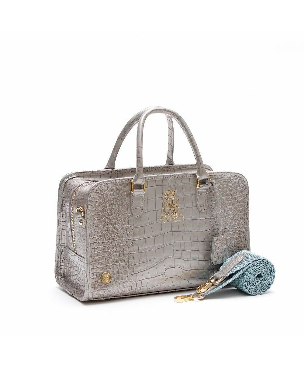 【アクセソワドゥマドモワゼルジャップ/A.D.M.J】の【牛革】クロコ型押しヘリ巻きボストン28cm インテリア・キッズ・メンズ・レディースファッション・服の通販 founy(ファニー) ファッション Fashion レディースファッション Fashion for Women クロコ Crocodile, Croc Embossed ダブル Double, Double-Breasted ボストン Boston ボストンバッグ Boston Bag, Retro Bag ポケット Pocket, Pocket Detail メタリック Metallic, Shiny Finish モチーフ Motif, Design Theme ラップ Wrap, Wrap Design エレガント 上品 Elegant アルジェント|ID: prp329100004584498 ipo3291000000033680761