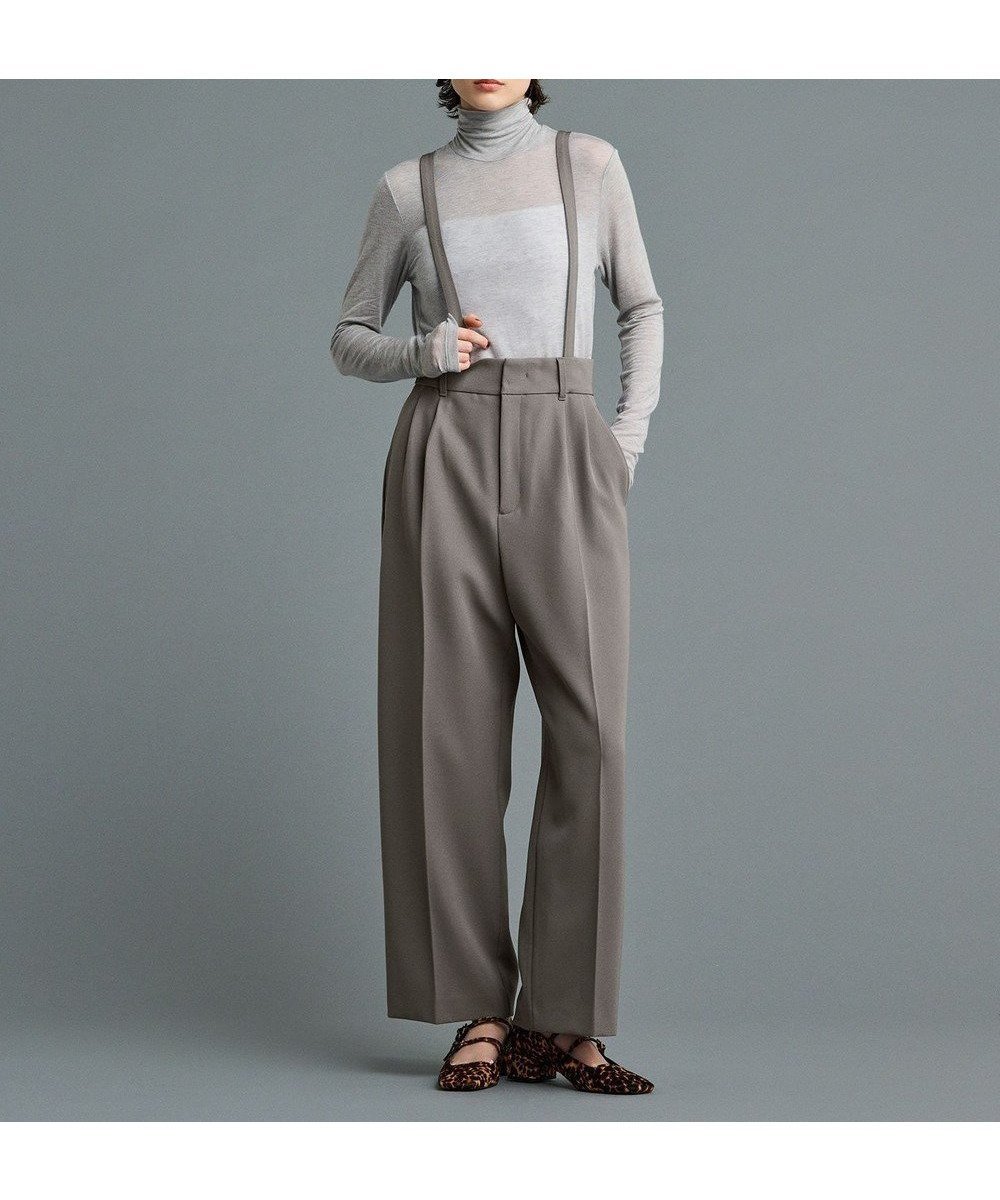 【アンクレイヴ/uncrave】の【防しわ・UVカット・洗濯機洗い可】バルキーツイル ワイドパンツ(サスペンダー付き)(uncrave STANDARD) インテリア・キッズ・メンズ・レディースファッション・服の通販 founy(ファニー) 　ファッション　Fashion　レディースファッション　Fashion for Women　パンツ　Pants & Trousers　洗える　Machine Washable　サスペンダー　Suspenders, Braces　ショート　Short, Short Length　ジャケット　Jacket, Outerwear　ストレッチ　Stretch, Stretchy Fabric　セットアップ　Set-Up, Coordinated Outfit　雑誌　Magazine, Fashion Magazine　バランス　Balance, Style Balance　フラップ　Flap, Flap Pocket　フロント　Front, Front Design　ポケット　Pocket, Pocket Detail　ループ　Loop, Loop Knit　ワイド　Wide, Wide Fit　A/W・秋冬　Autumn/Winter　ビジネス 仕事 通勤　Business / Work / Commuting　カーキグレー|ID: prp329100004584541 ipo3291000000032501884