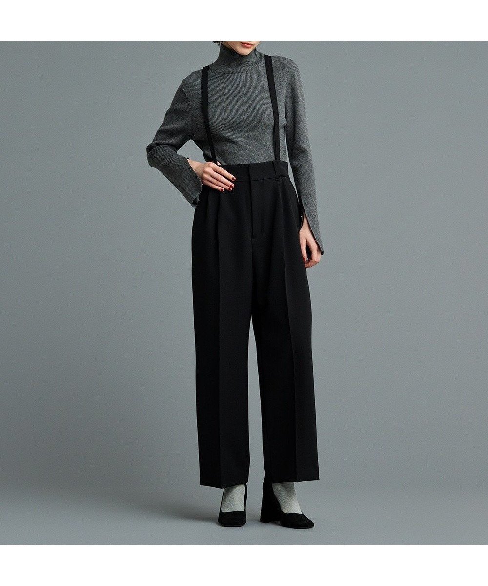 【アンクレイヴ/uncrave】の【防しわ・UVカット・洗濯機洗い可】バルキーツイル ワイドパンツ(サスペンダー付き)(uncrave STANDARD) インテリア・キッズ・メンズ・レディースファッション・服の通販 founy(ファニー) 　ファッション　Fashion　レディースファッション　Fashion for Women　パンツ　Pants & Trousers　洗える　Machine Washable　サスペンダー　Suspenders, Braces　ショート　Short, Short Length　ジャケット　Jacket, Outerwear　ストレッチ　Stretch, Stretchy Fabric　セットアップ　Set-Up, Coordinated Outfit　雑誌　Magazine, Fashion Magazine　バランス　Balance, Style Balance　フラップ　Flap, Flap Pocket　フロント　Front, Front Design　ポケット　Pocket, Pocket Detail　ループ　Loop, Loop Knit　ワイド　Wide, Wide Fit　A/W・秋冬　Autumn/Winter　ビジネス 仕事 通勤　Business / Work / Commuting　ブラック|ID: prp329100004584541 ipo3291000000032501887
