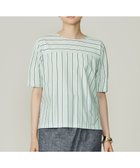 【自由区/JIYU-KU】の【WEB限定・洗える】ストライプハイゲージジャージー カットソー グリーン|ID: prp329100004584674 ipo3291000000032503278