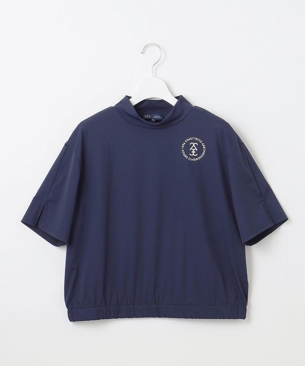 【23区 ゴルフ/NIJYUSANKU GOLF】の【WOMEN】【接触冷感/UVカット】盛夏に最適なCOOL JERSEYシリーズ クロップド丈 モックネック インテリア・キッズ・メンズ・レディースファッション・服の通販 founy(ファニー) 　ファッション　Fashion　レディースファッション　Fashion for Women　トップス・カットソー　Cut & Sew Tops　シャツ・ブラウス・オフィスカジュアル　Elegant Blouses & Button-Ups　ロングTシャツ・Tシャツ　Longline T-Shirts & Tees　カットソー・ベーシックTシャツ　Cut-and-Sewn Tops / Stretch Tees & Basics　春　Spring　カットソー　Cut and Sewn Top　クロップド　Cropped, Short Length　クール　Cool, Chic　コンパクト　Compact, Small Size　シルバー　Silver, Metallic Silver　シンプル　Simple, Minimal　スタイリッシュ　Stylish, Fashionable　スリット　Slit, Slit Detail　セットアップ　Set-Up, Coordinated Outfit　ダウン　Down, Puffer　フィット　Fit, Slim Fit　プリント　Print, Printed Pattern　モックネック　Mock Neck, Short Turtleneck　S/S・春夏　SS, Spring/Summer, Warm Season　おすすめ　Recommended / Our Picks　夏　Summer　ゴルフ　Golf　ネイビー系|ID: prp329100004584700 ipo3291000000032503440