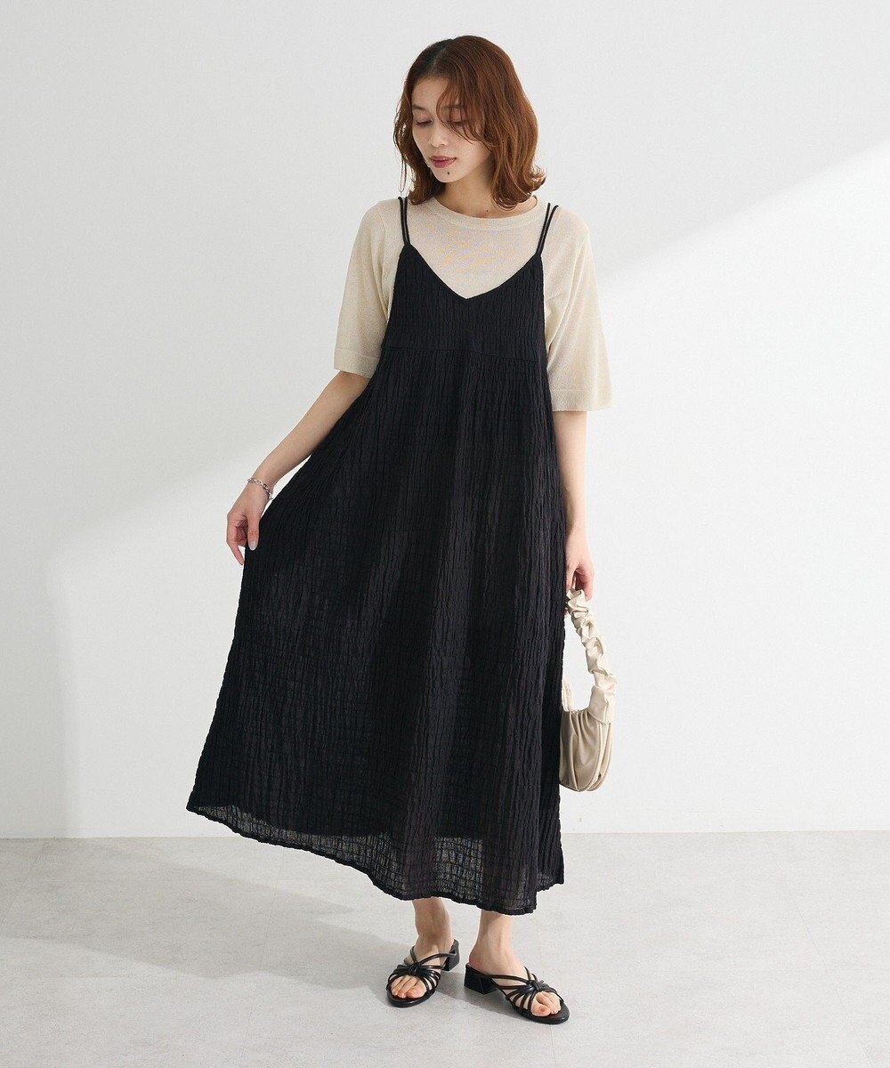 【グリーンパークス/Green Parks】のI ボリュームキャミワンピース インテリア・キッズ・メンズ・レディースファッション・服の通販 founy(ファニー) 　ファッション　Fashion　レディースファッション　Fashion for Women　ワンピース　Dresses　キャミソールワンピース　Camisole Dresses　おすすめ　Recommended / Our Picks　インナー　Innerwear　キャミソール　Camisole, Spaghetti Strap Top　チェック　Check, Plaid, Tartan　ポケット　Pocket, Pocket Detail　ラップ　Wrap, Wrap Design　リボン　Ribbon, Bow　夏　Summer　春　Spring　S/S・春夏　SS, Spring/Summer, Warm Season　Black|ID: prp329100004584714 ipo3291000000032503520
