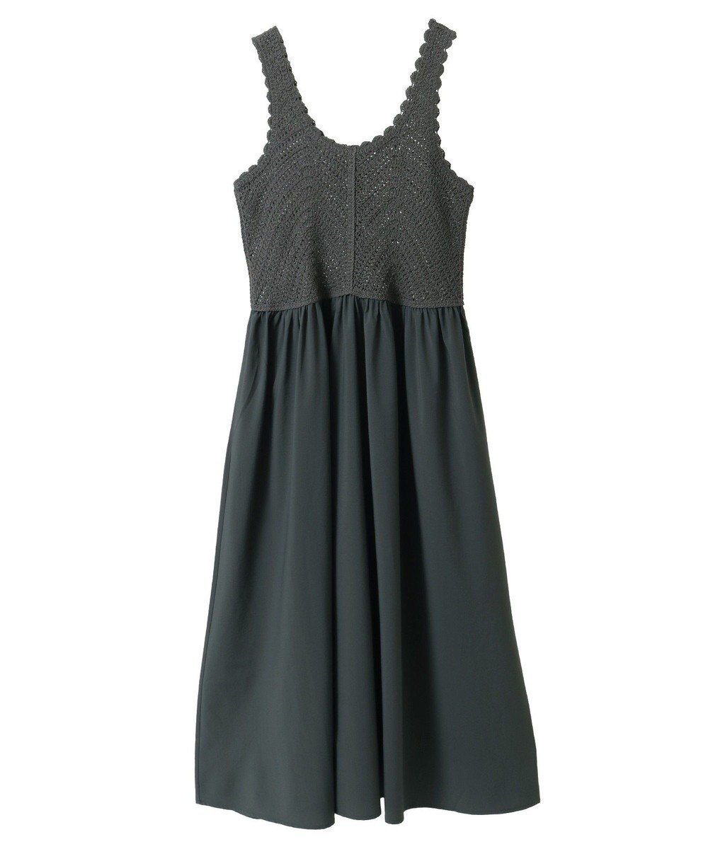 【グリーンパークス/Green Parks】の・SUGAR SPOON クロシェキリカエワンピース インテリア・キッズ・メンズ・レディースファッション・服の通販 founy(ファニー) ファッション Fashion レディースファッション Fashion for Women ワンピース Dresses ニットワンピース Knit Dresses おすすめ Recommended / Our Picks インナー Innerwear クロシェ Crochet, Knitted Lace フェミニン Feminine, Girly フレア Flare, Flared ポケット Pocket, Pocket Detail 今季 This Season, Current Season 夏 Summer 春 Spring S/S・春夏 SS, Spring/Summer, Warm Season Charcoal Gray|ID: prp329100004584720 ipo3291000000033521873