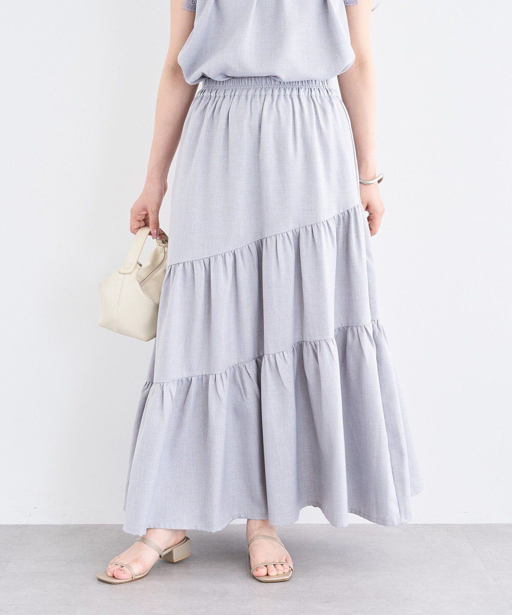 【グリーンパークス/Green Parks】の・ELENCARE DUE リネンライクフレアスカート インテリア・キッズ・メンズ・レディースファッション・服の通販 founy(ファニー) 　ファッション　Fashion　レディースファッション　Fashion for Women　スカート　Skirts　Aライン・フレアスカート　A-Line & Flared Skirts　おすすめ　Recommended / Our Picks　アシンメトリー　Asymmetrical Style　フレア　Flare, Flared　ポケット　Pocket, Pocket Detail　夏　Summer　春　Spring　S/S・春夏　SS, Spring/Summer, Warm Season　Gray|ID: prp329100004585561 ipo3291000000032514545