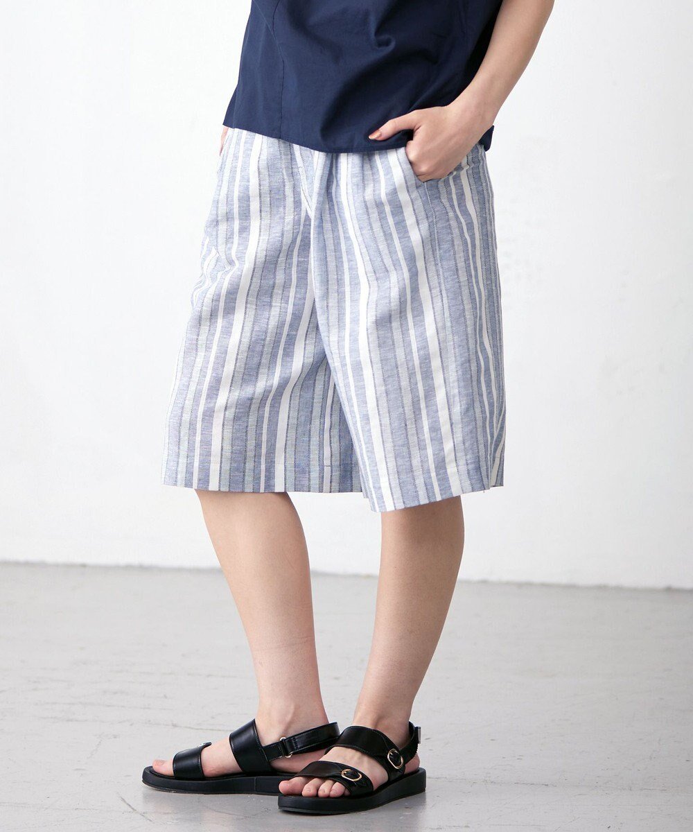 【ジェイプレスヨークストリート/J.PRESS YORK STREET】の【WOMEN】コットンリネン ハーフパンツ インテリア・キッズ・メンズ・レディースファッション・服の通販 founy(ファニー) 　ファッション　Fashion　レディースファッション　Fashion for Women　パンツ　Pants & Trousers　ショートパンツ・ハーフパンツ　High-Waisted & Relaxed Shorts　ハーフ　Half, Half-Length　リネン　Linen, Linen Fabric　吸水　Absorbent, Quick-Dry　夏　Summer　春　Spring　S/S・春夏　SS, Spring/Summer, Warm Season　ブルー系1|ID: prp329100004585562 ipo3291000000032733905