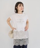 【グリーンパークス/Green Parks】のフレンチスリーブ裾レースロゴチュニック Off White|ID: prp329100004585590 ipo3291000000032514990