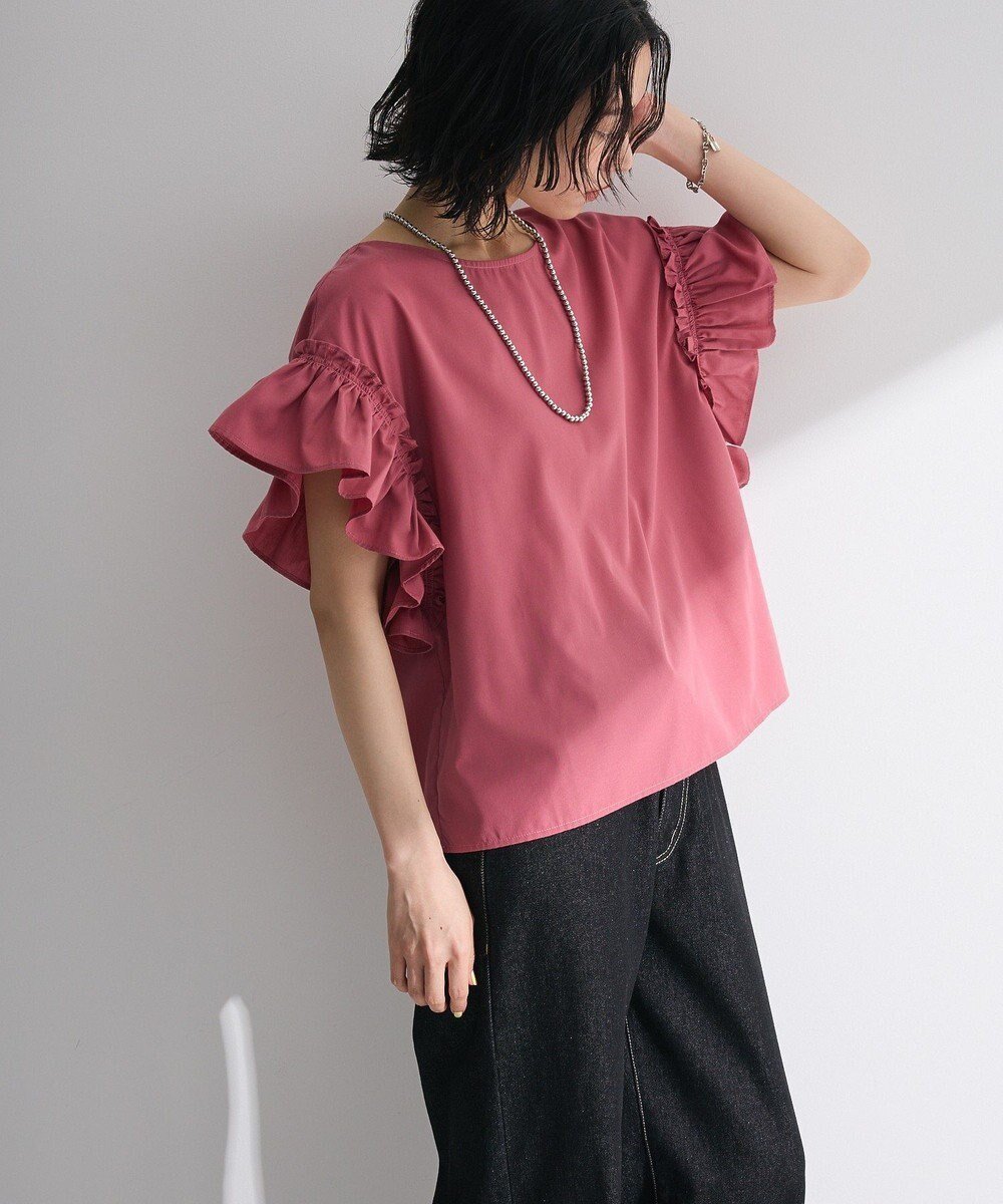 【グリーンパークス/Green Parks】の・ELENCARE DUE バックリボンブラウス インテリア・キッズ・メンズ・レディースファッション・服の通販 founy(ファニー) 　ファッション　Fashion　レディースファッション　Fashion for Women　トップス・カットソー　Cut & Sew Tops　シャツ・ブラウス・オフィスカジュアル　Elegant Blouses & Button-Ups　おすすめ　Recommended / Our Picks　デニム　Denim, Jeans Material　フェミニン　Feminine, Girly　フリル　Frill, Ruffle　ボトム　Bottoms, Lower Wear　ポケット　Pocket, Pocket Detail　リボン　Ribbon, Bow　夏　Summer　春　Spring　S/S・春夏　SS, Spring/Summer, Warm Season　Pink|ID: prp329100004585609 ipo3291000000032515073