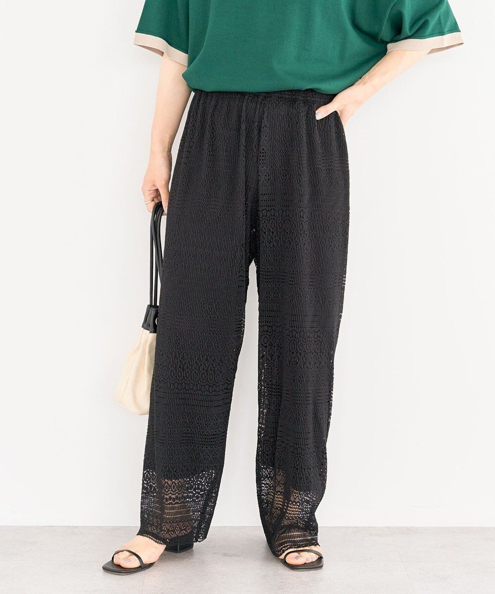 【グリーンパークス/Green Parks】のレースプリーツパンツ インテリア・キッズ・メンズ・レディースファッション・服の通販 founy(ファニー) 　ファッション　Fashion　レディースファッション　Fashion for Women　パンツ　Pants & Trousers　おすすめ　Recommended / Our Picks　スマート　Smart, Elegant　プリーツ　Pleats, Pleated　ポケット　Pocket, Pocket Detail　レース　Lace, Lace Fabric　ワイド　Wide, Wide Fit　夏　Summer　春　Spring　S/S・春夏　SS, Spring/Summer, Warm Season　透かし　Cut-Out, Lacework　Black|ID: prp329100004585617 ipo3291000000032515106