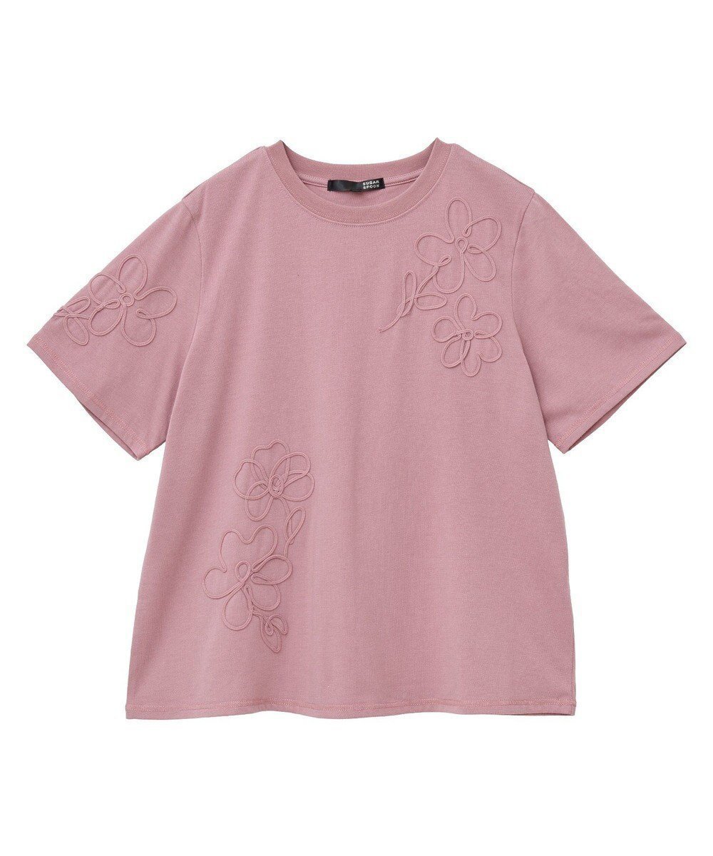 【グリーンパークス/Green Parks】の・SUGAR SPOON コード刺繍TEE インテリア・キッズ・メンズ・レディースファッション・服の通販 founy(ファニー) 　ファッション　Fashion　レディースファッション　Fashion for Women　トップス・カットソー　Cut & Sew Tops　シャツ・ブラウス・オフィスカジュアル　Elegant Blouses & Button-Ups　ロングTシャツ・Tシャツ　Longline T-Shirts & Tees　カットソー・ベーシックTシャツ　Cut-and-Sewn Tops / Stretch Tees & Basics　おすすめ　Recommended / Our Picks　カットソー　Cut and Sewn Top　フラワー　Flower, Floral　ポケット　Pocket, Pocket Detail　夏　Summer　春　Spring　S/S・春夏　SS, Spring/Summer, Warm Season　Pink|ID: prp329100004585618 ipo3291000000032515112