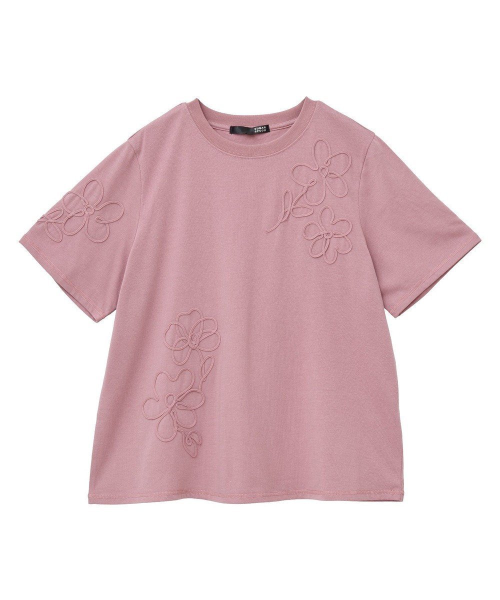 【グリーンパークス/Green Parks】の・SUGAR SPOON コード刺繍TEE インテリア・キッズ・メンズ・レディースファッション・服の通販 founy(ファニー) 　ファッション　Fashion　レディースファッション　Fashion for Women　トップス・カットソー　Cut & Sew Tops　シャツ・ブラウス・オフィスカジュアル　Elegant Blouses & Button-Ups　ロングTシャツ・Tシャツ　Longline T-Shirts & Tees　カットソー・ベーシックTシャツ　Cut-and-Sewn Tops / Stretch Tees & Basics　おすすめ　Recommended / Our Picks　カットソー　Cut and Sewn Top　フラワー　Flower, Floral　ポケット　Pocket, Pocket Detail　夏　Summer　春　Spring　S/S・春夏　SS, Spring/Summer, Warm Season　Pink|ID: prp329100004585618 ipo3291000000033656502