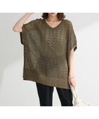 【グリーンパークス/Green Parks】の透かし編みニットチュニック Khaki|ID: prp329100004585623 ipo3291000000032515135