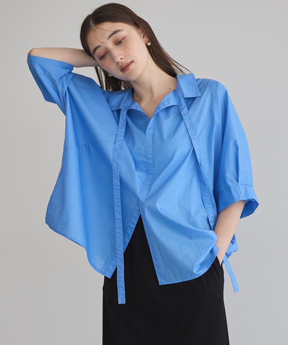 【イェッカ ヴェッカ/YECCA VECCA】の2wayリボンドルマンシャツ インテリア・キッズ・メンズ・レディースファッション・服の通販 founy(ファニー) 　ファッション　Fashion　レディースファッション　Fashion for Women　トップス・カットソー　Cut & Sew Tops　シャツ・ブラウス・オフィスカジュアル　Elegant Blouses & Button-Ups　おすすめ　Recommended / Our Picks　スリット　Slit, Slit Detail　ペーパー　Paper, Kraft Paper　ポケット　Pocket, Pocket Detail　リボン　Ribbon, Bow　夏　Summer　春　Spring　S/S・春夏　SS, Spring/Summer, Warm Season　Blue|ID: prp329100004585639 ipo3291000000033656513