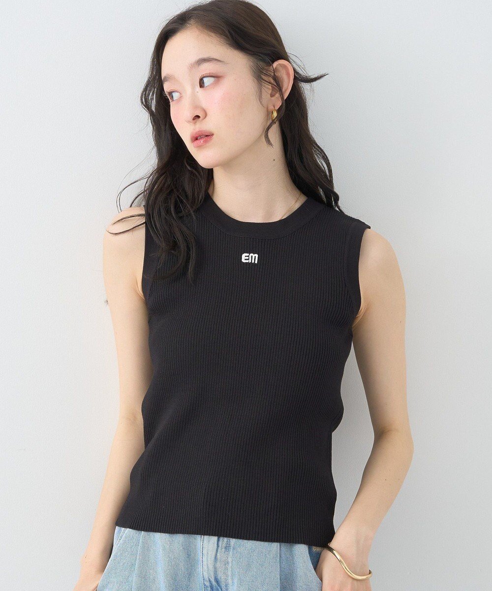 【アースミュージックアンドエコロジー/earth music&ecology】のロゴ刺繍ノースリーブニットプルオーバー インテリア・キッズ・メンズ・レディースファッション・服の通販 founy(ファニー) 　ファッション　Fashion　レディースファッション　Ladies' Fashion Online　トップス・カットソー　Tops/Tshirt　ニット　Knit Tops　キャミソール / ノースリーブ　No Sleeves　プルオーバー　Pullover　NEW・新作・新着・新入荷　New Arrivals　コンパクト　Compact　スタイリッシュ　Stylish　セーター　Sweater　トレンド　Trend　ポケット　Pocket　夏　Summer　春　Spring　S/S・春夏　Ss・Spring/Summer　Black|ID: prp329100004585652 ipo3291000000032515263