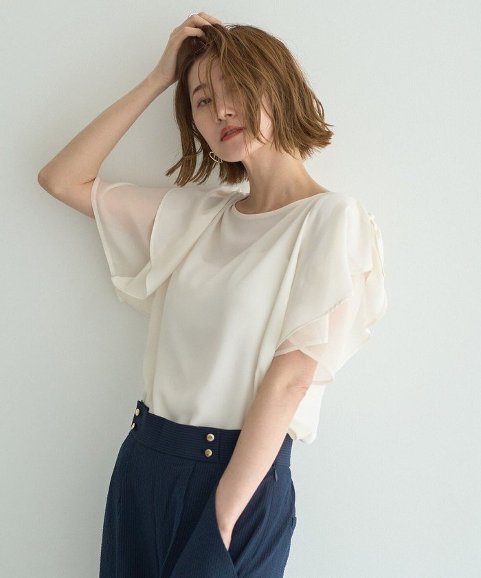 【イェッカ ヴェッカ/YECCA VECCA】のリボンスリーブブラウス インテリア・キッズ・メンズ・レディースファッション・服の通販 founy(ファニー) https://founy.com/ ファッション Fashion レディースファッション Fashion for Women トップス・カットソー Cut & Sew Tops シャツ・ブラウス・オフィスカジュアル Elegant Blouses & Button-Ups シアー Sheer, See-Through ポケット Pocket, Pocket Detail リボン Ribbon, Bow エレガント 上品 Elegant 再入荷 Restock / Back in Stock 夏 Summer 春 Spring S/S・春夏 SS, Spring/Summer, Warm Season |ID: prp329100004585656 ipo3291000000033076634