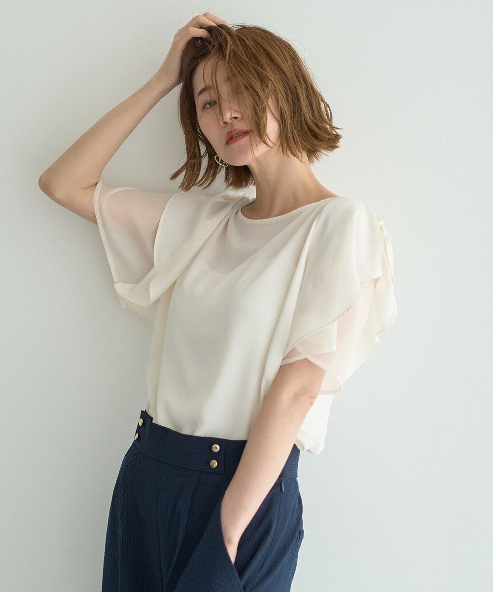 【イェッカ ヴェッカ/YECCA VECCA】のリボンスリーブブラウス 人気、トレンドファッション・服の通販 founy(ファニー) 　ファッション　Fashion　レディースファッション　Fashion for Women　トップス・カットソー　Cut & Sew Tops　シャツ・ブラウス・オフィスカジュアル　Elegant Blouses & Button-Ups　シアー　Sheer, See-Through　ポケット　Pocket, Pocket Detail　リボン　Ribbon, Bow　エレガント 上品　Elegant　再入荷　Restock / Back in Stock　夏　Summer　春　Spring　S/S・春夏　SS, Spring/Summer, Warm Season　 other-1|ID: prp329100004585656 ipo3291000000033076634