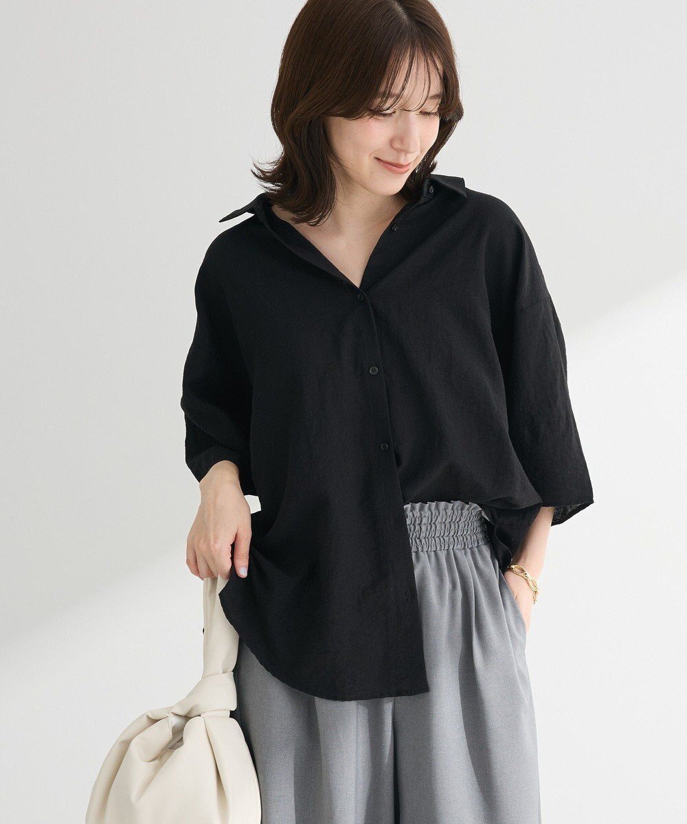 【グリーンパークス/Green Parks】の・ELENCARE DUEシアーボリュームスリーブシャ インテリア・キッズ・メンズ・レディースファッション・服の通販 founy(ファニー) 　ファッション　Fashion　レディースファッション　Fashion for Women　ワンピース　Dresses　チュニック　Tunic Tops & Dresses　おすすめ　Recommended / Our Picks　チュニック　Tunic, Long Top　トレンド　Trend, Trending Now　ポケット　Pocket, Pocket Detail　夏　Summer　春　Spring　S/S・春夏　SS, Spring/Summer, Warm Season　Black|ID: prp329100004585670 ipo3291000000032699017