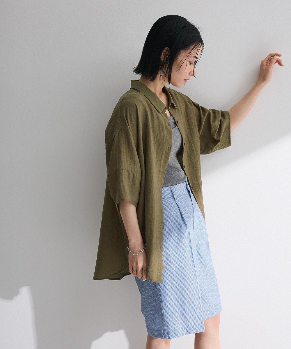 【グリーンパークス/Green Parks】の・ELENCARE DUEシアーボリュームスリーブシャ インテリア・キッズ・メンズ・レディースファッション・服の通販 founy(ファニー) ファッション Fashion レディースファッション Fashion for Women ワンピース Dresses チュニック Tunic Tops & Dresses おすすめ Recommended / Our Picks チュニック Tunic, Long Top トレンド Trend, Trending Now ポケット Pocket, Pocket Detail 夏 Summer 春 Spring S/S・春夏 SS, Spring/Summer, Warm Season Khaki|ID: prp329100004585670 ipo3291000000033648737