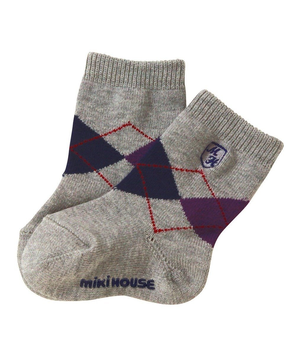 【ミキハウスホットビスケッツ/MIKI HOUSE HOT BISCUITS / KIDS】の【ミキハウス】【11-21cm】 アーガイル柄ソックス インテリア・キッズ・メンズ・レディースファッション・服の通販 founy(ファニー) ファッション Fashion キッズファッション Fashion for Kids セレモニー Ceremony ソックス Socks, Hosiery パーティ Party, Party Style フォーマル Formal, Dressy ベビー Baby, Babywear 入学式 Entrance Ceremony 結婚式 Wedding グレー|ID: prp329100004586647 ipo3291000000033652689