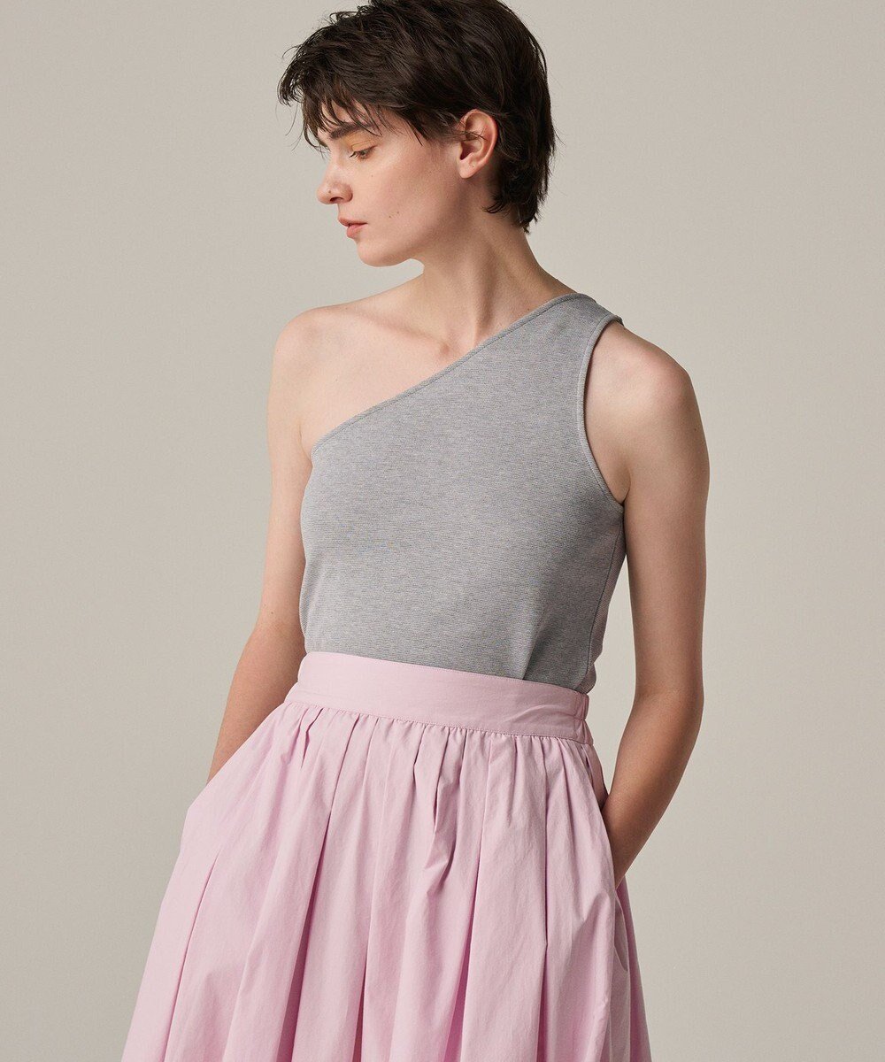 【アンクレイヴ/uncrave】のコットンミラノ ワンショルダー トップス(uncrave WHITE) インテリア・キッズ・メンズ・レディースファッション・服の通販 founy(ファニー) 　ファッション　Fashion　レディースファッション　Ladies' Fashion Online　トップス・カットソー　Tops/Tshirt　インナー　Inner　カットソー　Cut And Sew　コンパクト　Compact　ショルダー　Shoulder　ショート　Short　シルケット　Mercerization　ジャケット　Jacket　雑誌　Magazine　タンク　Tank　バランス　Balance　パイピング　Piping　ミラノ　Milan　モダン　Modern　A/W・秋冬　Aw・Autumn/Winter・Fw・Fall-Winter　S/S・春夏　Ss・Spring/Summer　夏　Summer　エレガント 上品　Elegant　ライトグレー|ID: prp329100004586729 ipo3291000000032525610