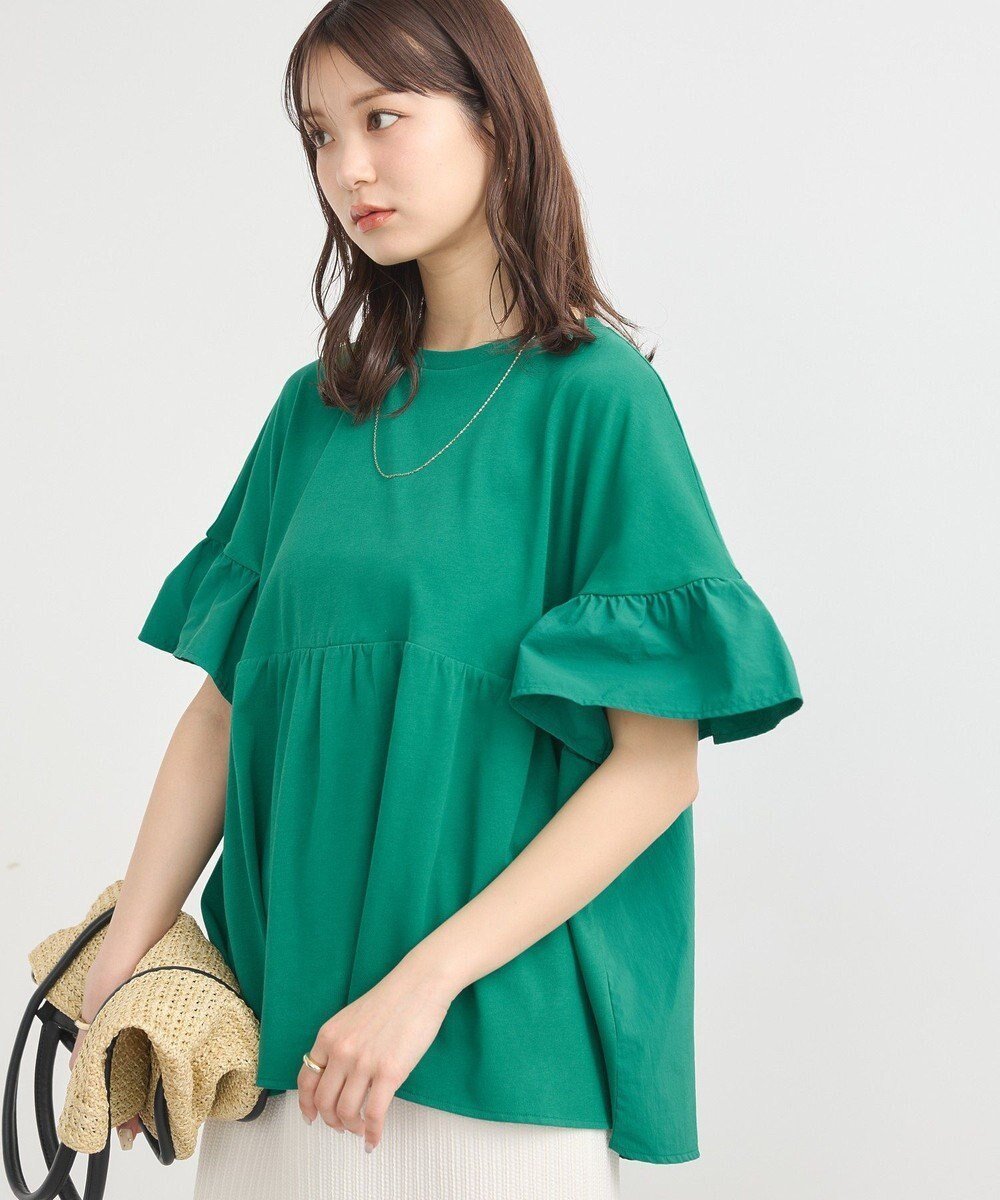【アースミュージックアンドエコロジー/earth music&ecology】のフリルドッキングポンチョT 人気、トレンドファッション・服の通販 founy(ファニー) 　ファッション　Fashion　レディースファッション　Fashion for Women　アウター　Coat / Outerwear Collection　ポンチョ・ケープコート　Ponchos & Capes　トップス・カットソー　Cut & Sew Tops　シャツ・ブラウス・オフィスカジュアル　Elegant Blouses & Button-Ups　ロングTシャツ・Tシャツ　Longline T-Shirts & Tees　カットソー・ベーシックTシャツ　Cut-and-Sewn Tops / Stretch Tees & Basics　春　Spring　洗える　Machine Washable　カットソー　Cut and Sewn Top　クール　Cool, Chic　ショルダー　Shoulder, Shoulder Strap　ドッキング　Docking, Mixed Material　ドロップ　Drop Shoulder, Dropped Style　フェミニン　Feminine, Girly　フリル　Frill, Ruffle　ポケット　Pocket, Pocket Detail　ポンチョ　Poncho, Cape Style　S/S・春夏　SS, Spring/Summer, Warm Season　再入荷　Restock / Back in Stock　夏　Summer　 other-1|ID: prp329100004586750 ipo3291000000032526605