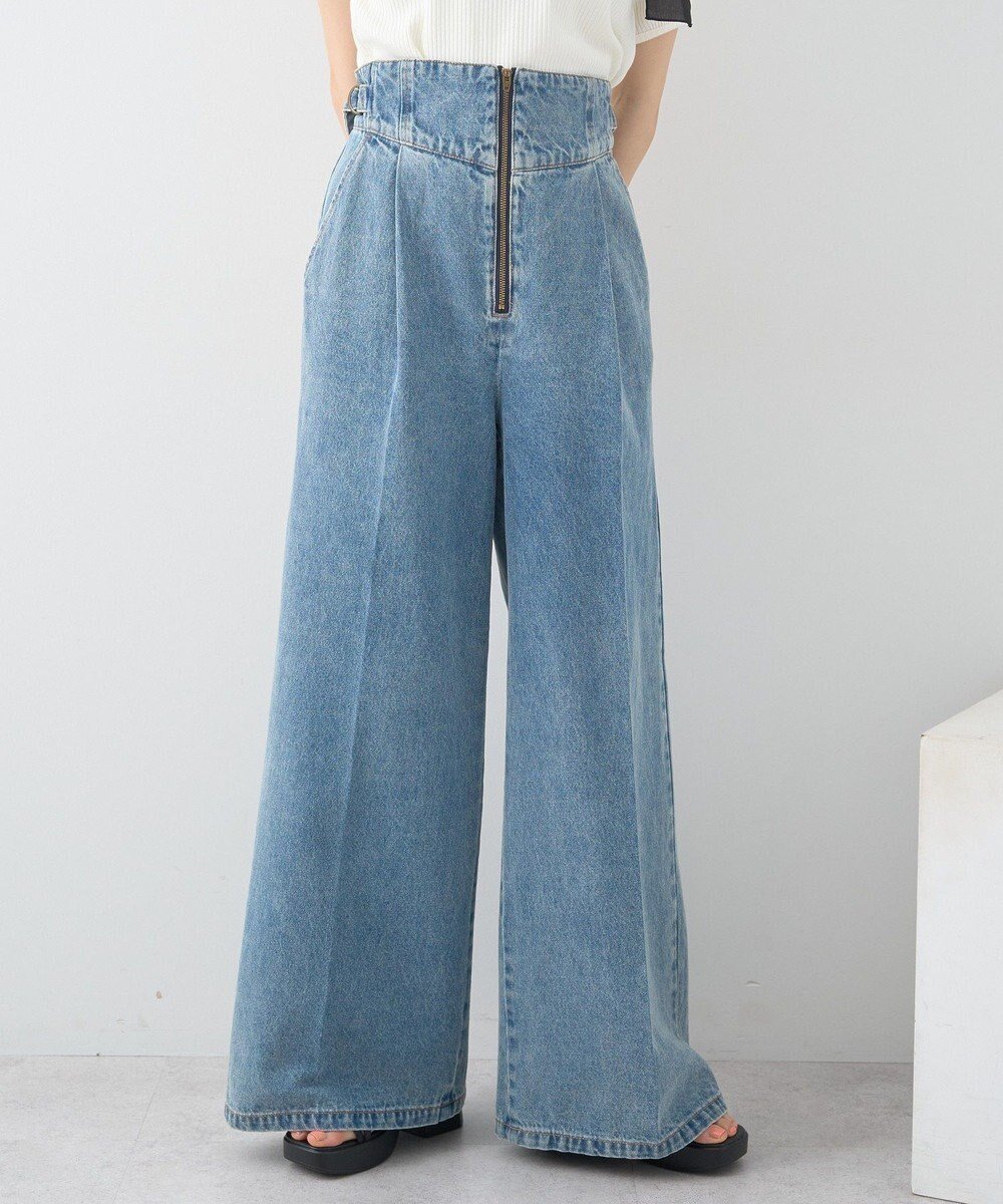 【アースミュージックアンドエコロジー/earth music&ecology】のサイドベルトデニムパンツ インテリア・キッズ・メンズ・レディースファッション・服の通販 founy(ファニー) ファッション Fashion レディースファッション Fashion for Women パンツ Pants & Trousers デニムパンツ・ジーンズ・美脚デニム Denim Jeans & Pants ベルト&ウエストマーク Belts & Waist Accessories スマート Smart, Elegant デニム Denim, Jeans Material フレア Flare, Flared ポケット Pocket, Pocket Detail 夏 Summer 春 Spring S/S・春夏 SS, Spring/Summer, Warm Season Light Indigo|ID: prp329100004586752 ipo3291000000033656670