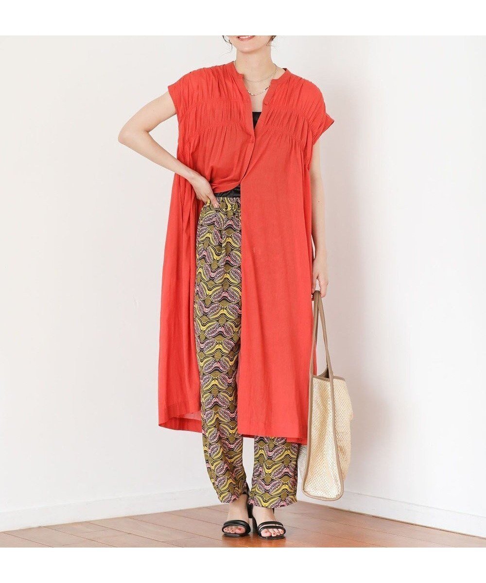 【グリーンパークス/Green Parks】のI シャーリングワンピース インテリア・キッズ・メンズ・レディースファッション・服の通販 founy(ファニー) 　ファッション　Fashion　レディースファッション　Fashion for Women　ワンピース　Dresses　シャーリング　Shirring, Ruched　シンプル　Simple, Minimal　ストライプ　Stripe, Striped Pattern　スリット　Slit, Slit Detail　ノースリーブ　Sleeveless, No-Sleeve　ポケット　Pocket, Pocket Detail　再入荷　Restock / Back in Stock　夏　Summer　春　Spring　S/S・春夏　SS, Spring/Summer, Warm Season　Red|ID: prp329100004586784 ipo3291000000032526746