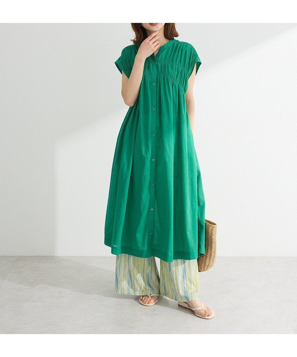 【グリーンパークス/Green Parks】のI シャーリングワンピース インテリア・キッズ・メンズ・レディースファッション・服の通販 founy(ファニー) 　ファッション　Fashion　レディースファッション　Fashion for Women　ワンピース　Dresses　シャーリング　Shirring, Ruched　シンプル　Simple, Minimal　ストライプ　Stripe, Striped Pattern　スリット　Slit, Slit Detail　ノースリーブ　Sleeveless, No-Sleeve　ポケット　Pocket, Pocket Detail　再入荷　Restock / Back in Stock　夏　Summer　春　Spring　S/S・春夏　SS, Spring/Summer, Warm Season　Green|ID: prp329100004586784 ipo3291000000032526747